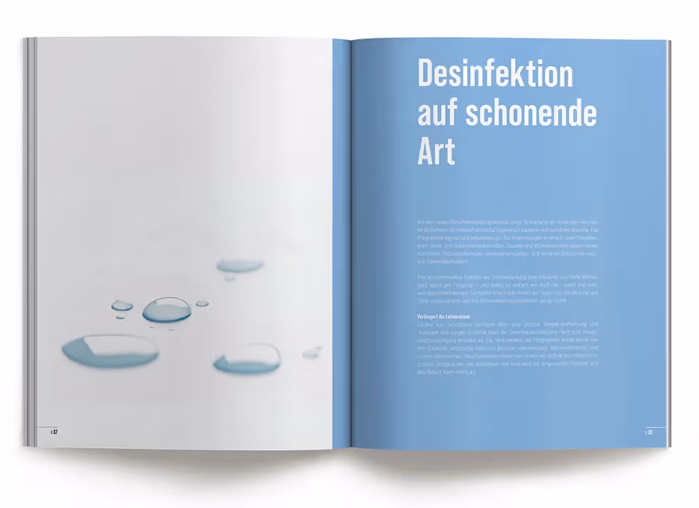 Schulthess Katalog mit blauer Seite – Werbeagentur Zürich