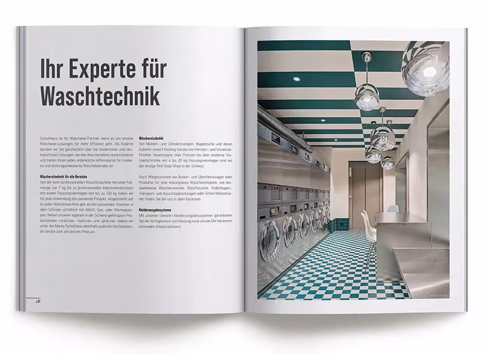 Schulthess Katalog mit Waschtechnik – Werbeagentur Zürich