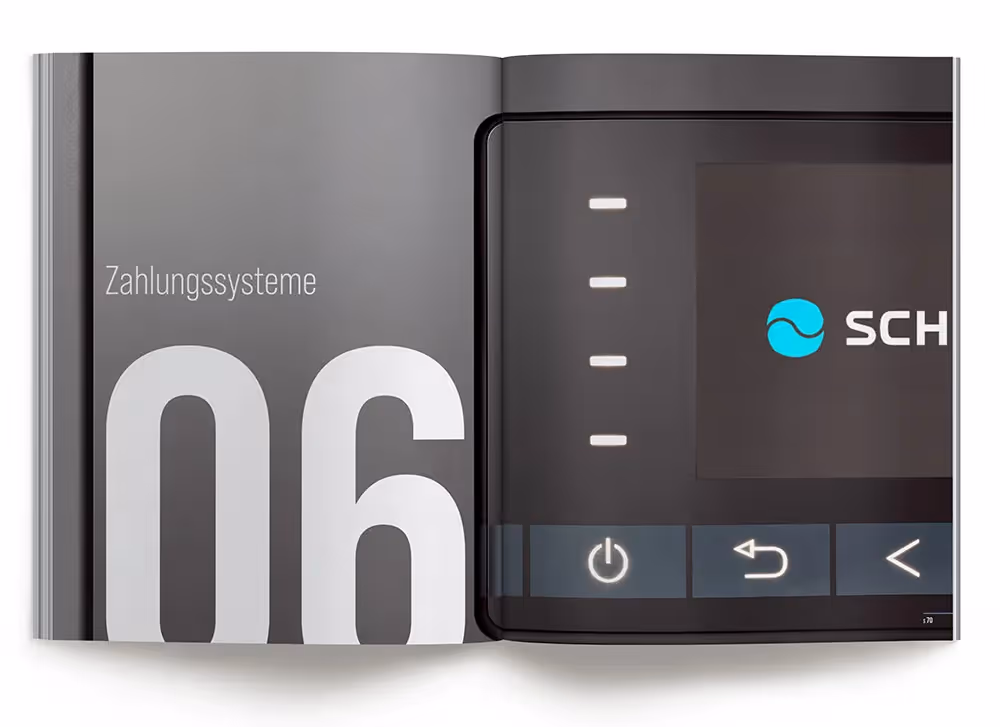 Schulthess Katalog mit schwarzem Waschmaschinen Display – Werbeagentur Zürich