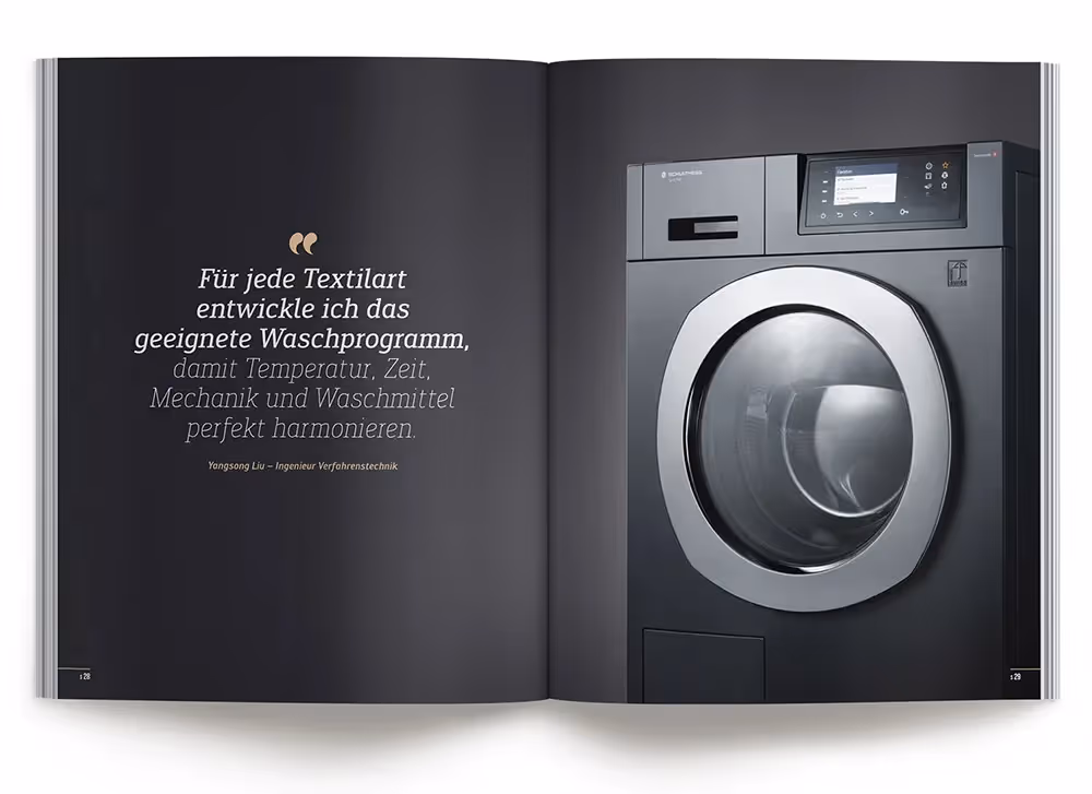 Schulthess Katalog mit schwarzer Waschmaschine – Werbeagentur Zürich