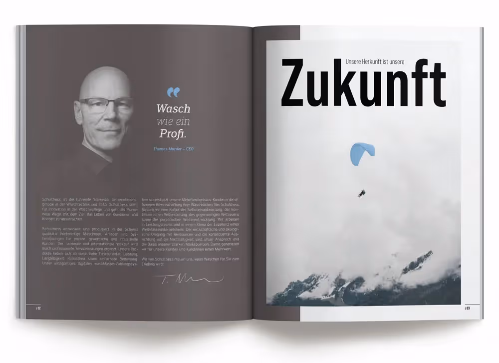Schuthess Katalog mit Thomas – Werbeagentur Zürich