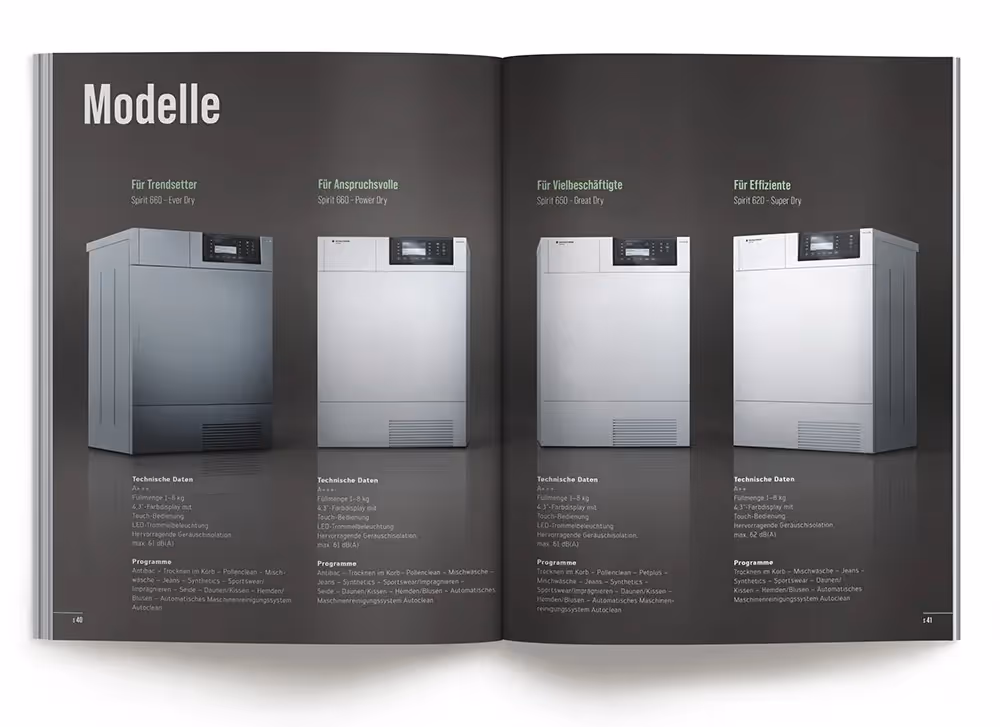 Schulthess Katalog mit Waschmaschinen und Wäschetrockner – Werbeagentur Zürich