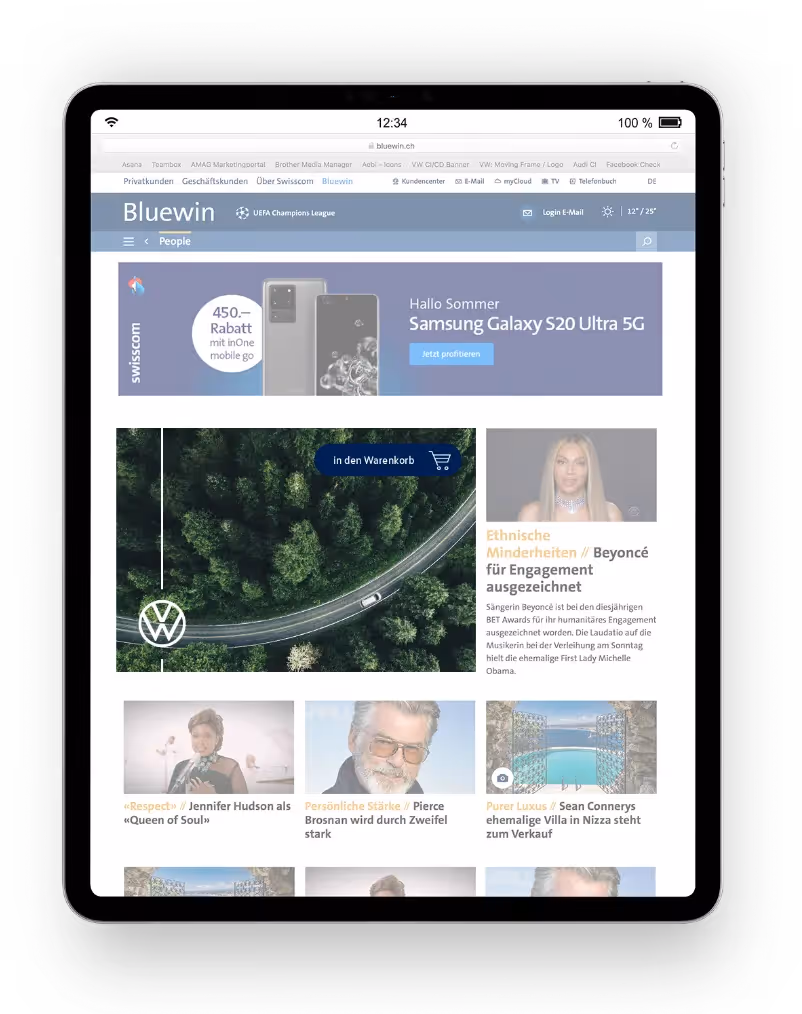 AMAG Website Mockup in Ipad – Werbeagentur Zürich