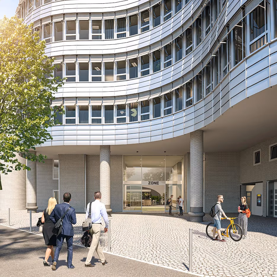 Zone Gebäude aussen Visualisierung mit Personen – Webagentur Zürich