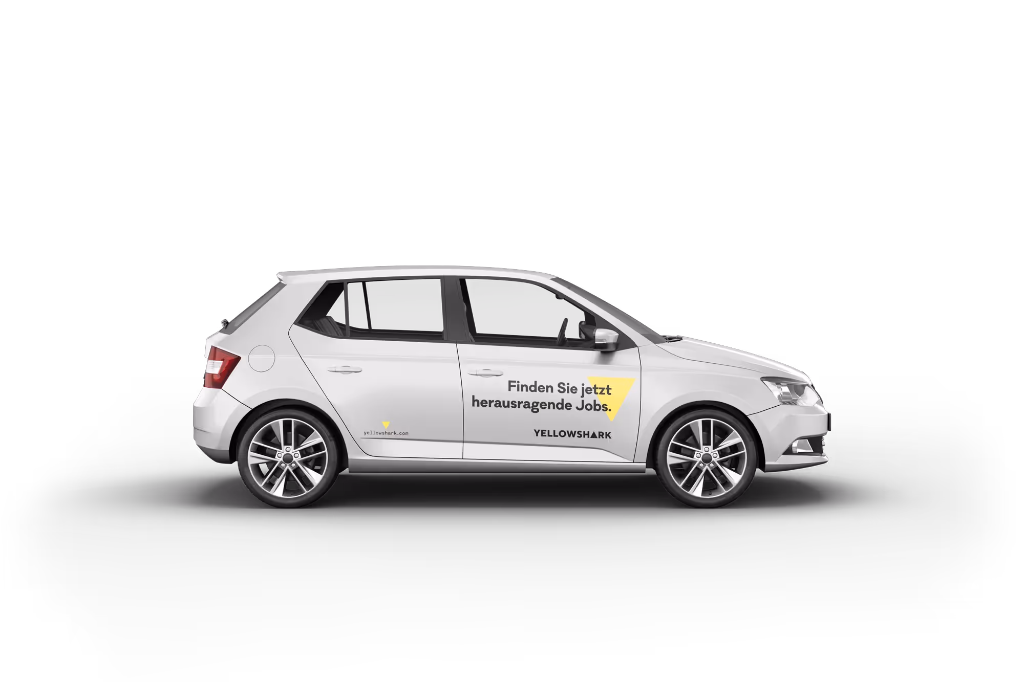 Yellowshark Auto freistehend in weiss  – Webdesign Agentur Zürich