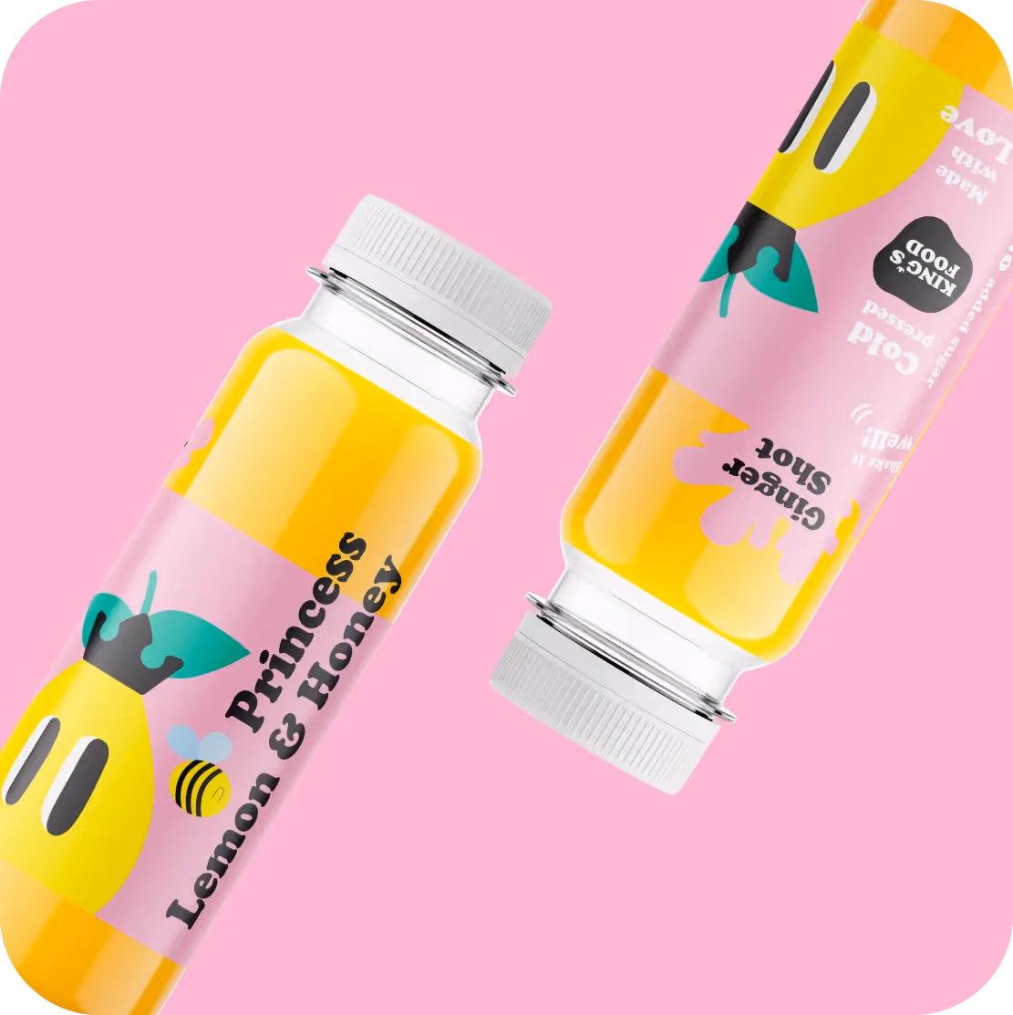 Kingsfood Shots Flaschen gelb – Werbeagentur Zürich