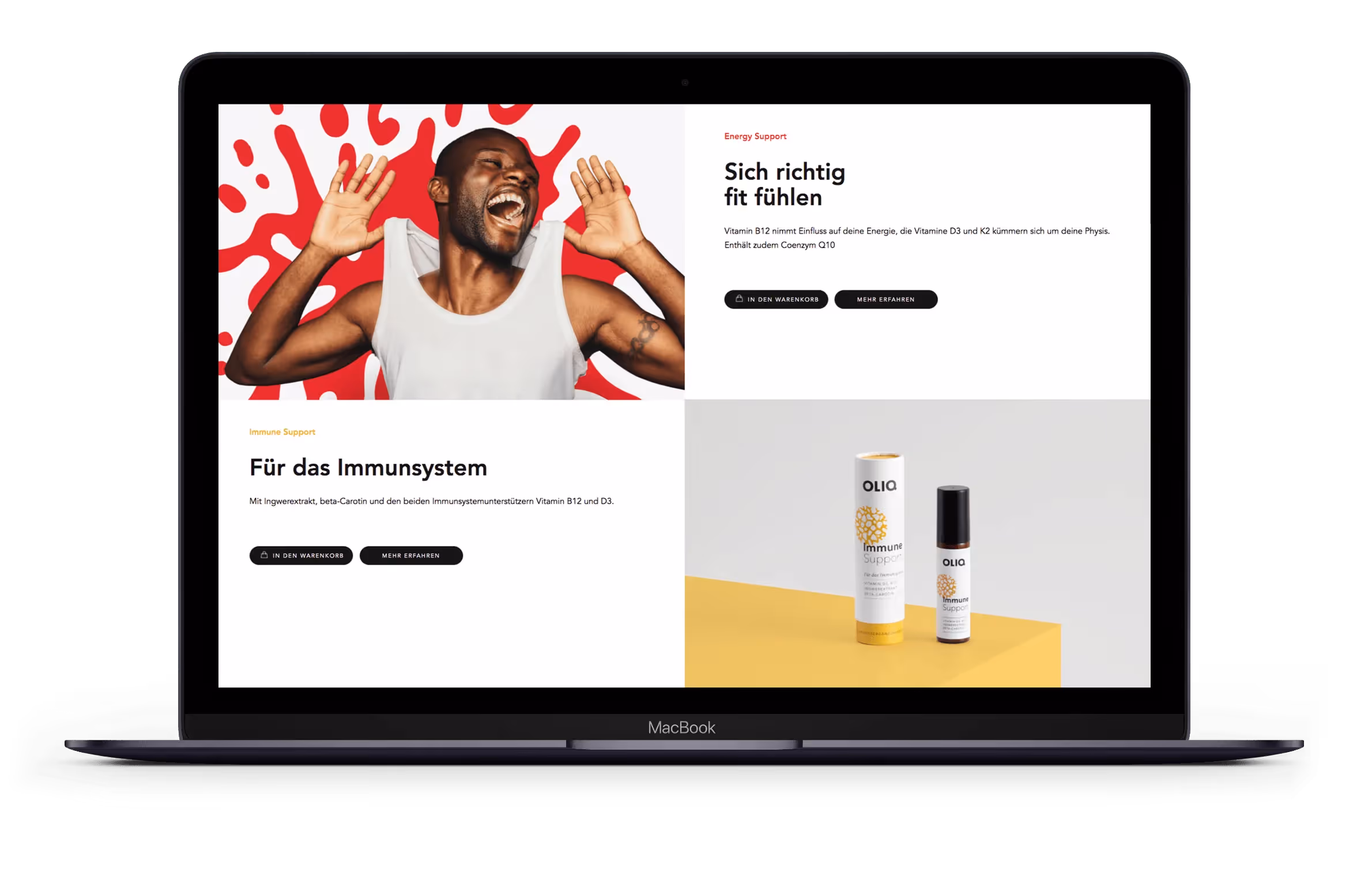 OLIQ Website Design Laptop Mokup – Webdesign Agentur Zürich