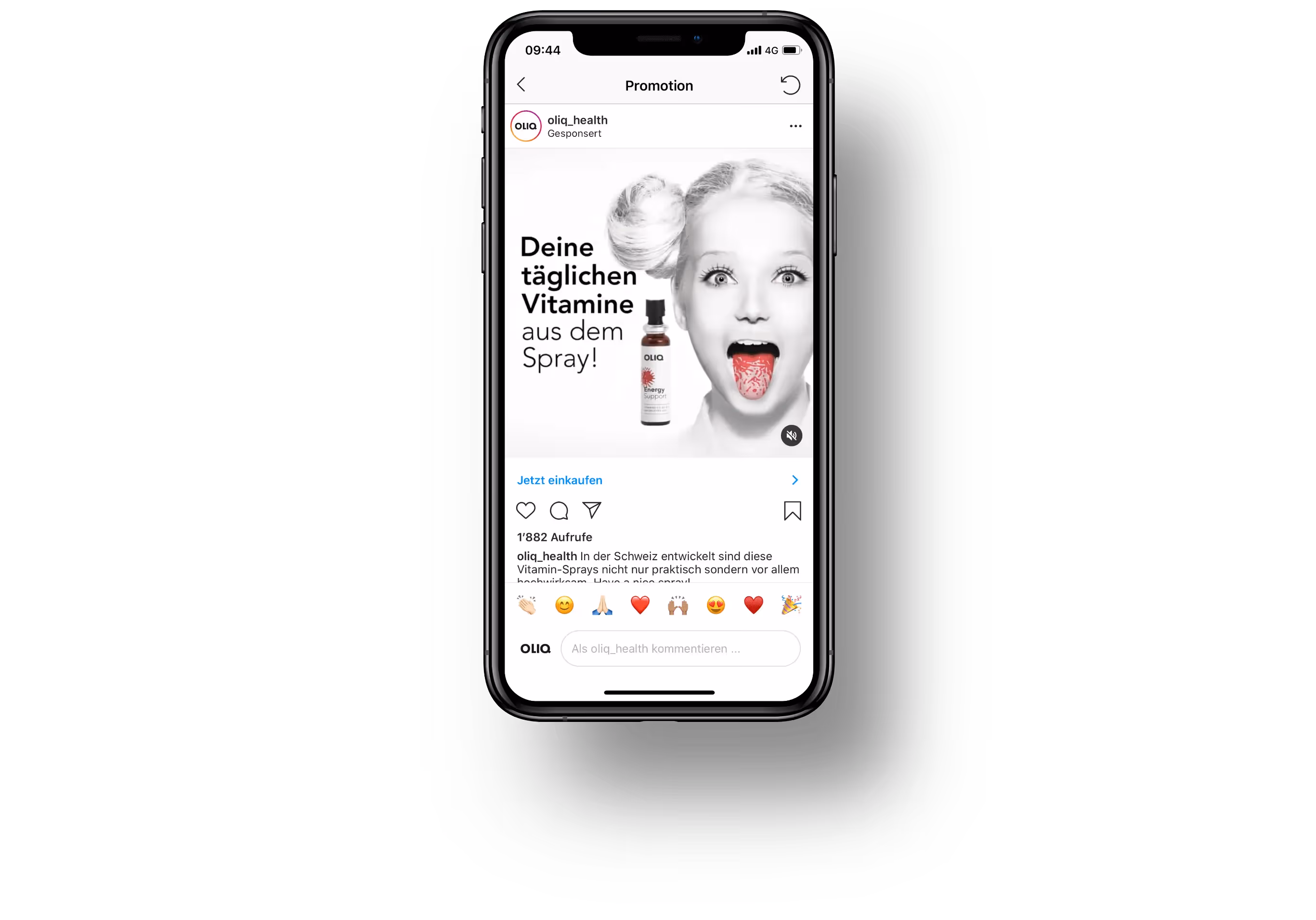 OLIQ Website in iphone Mockup – Werbeagentur Zürich