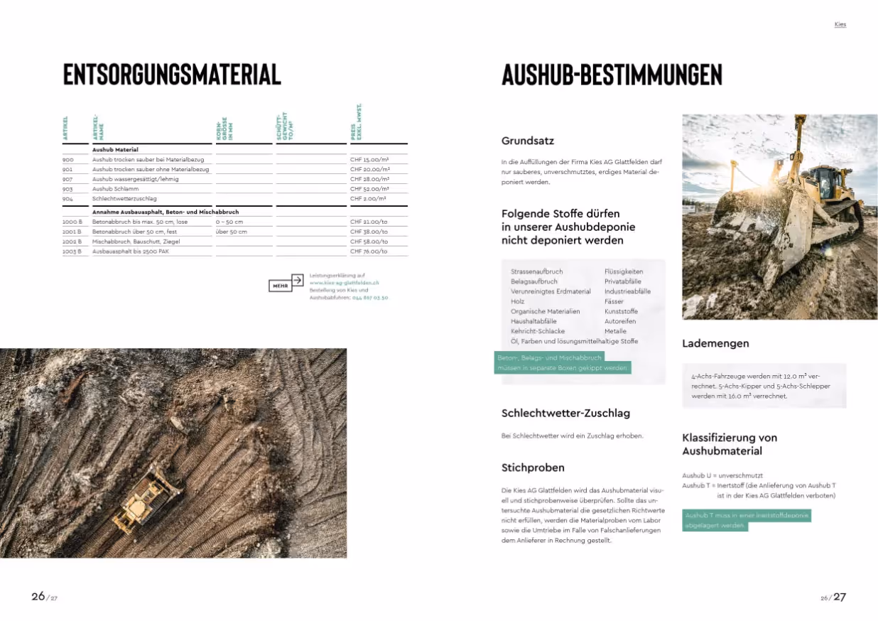 Kieswerk Glattfelden Preisliste – Werbeagentur Zürich