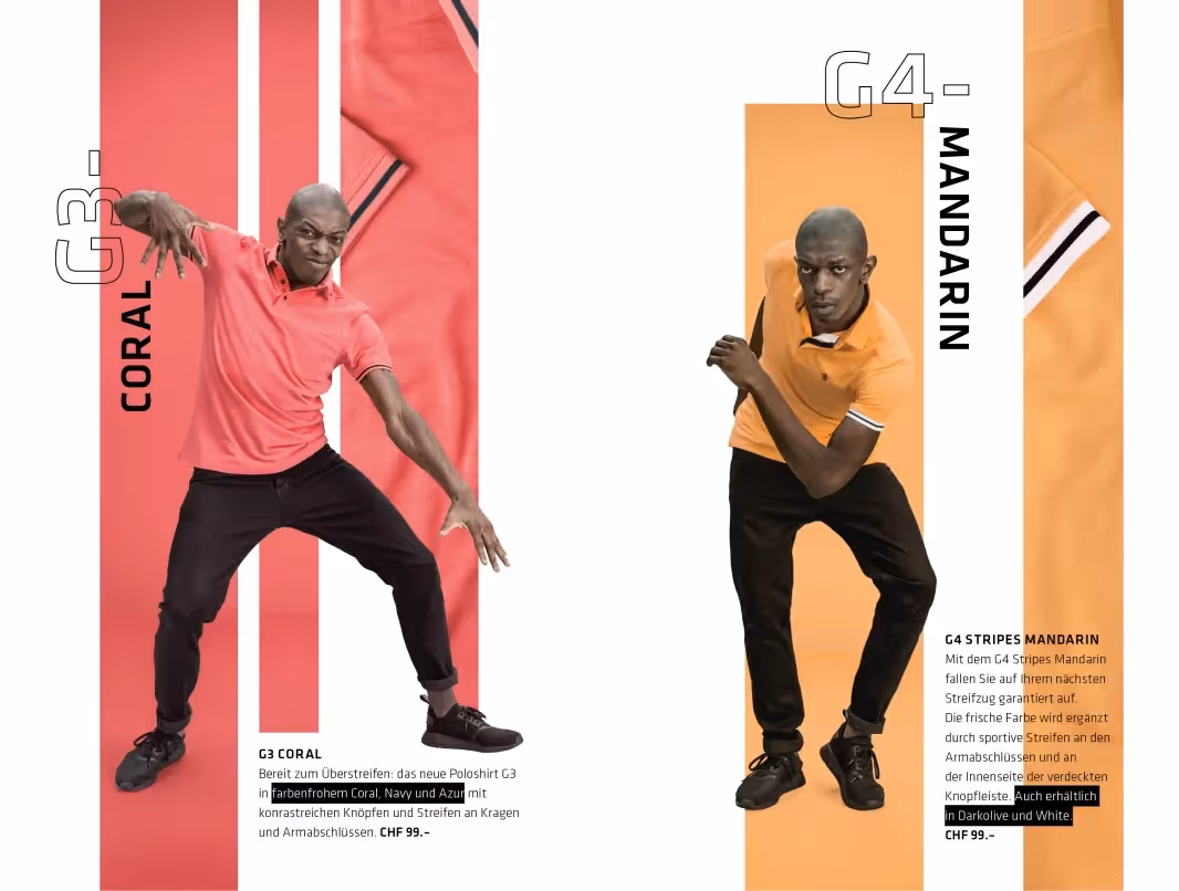 AD.M zwe Tänzer mit rotem und orangem Poloshirt – Online Marketing Agentur