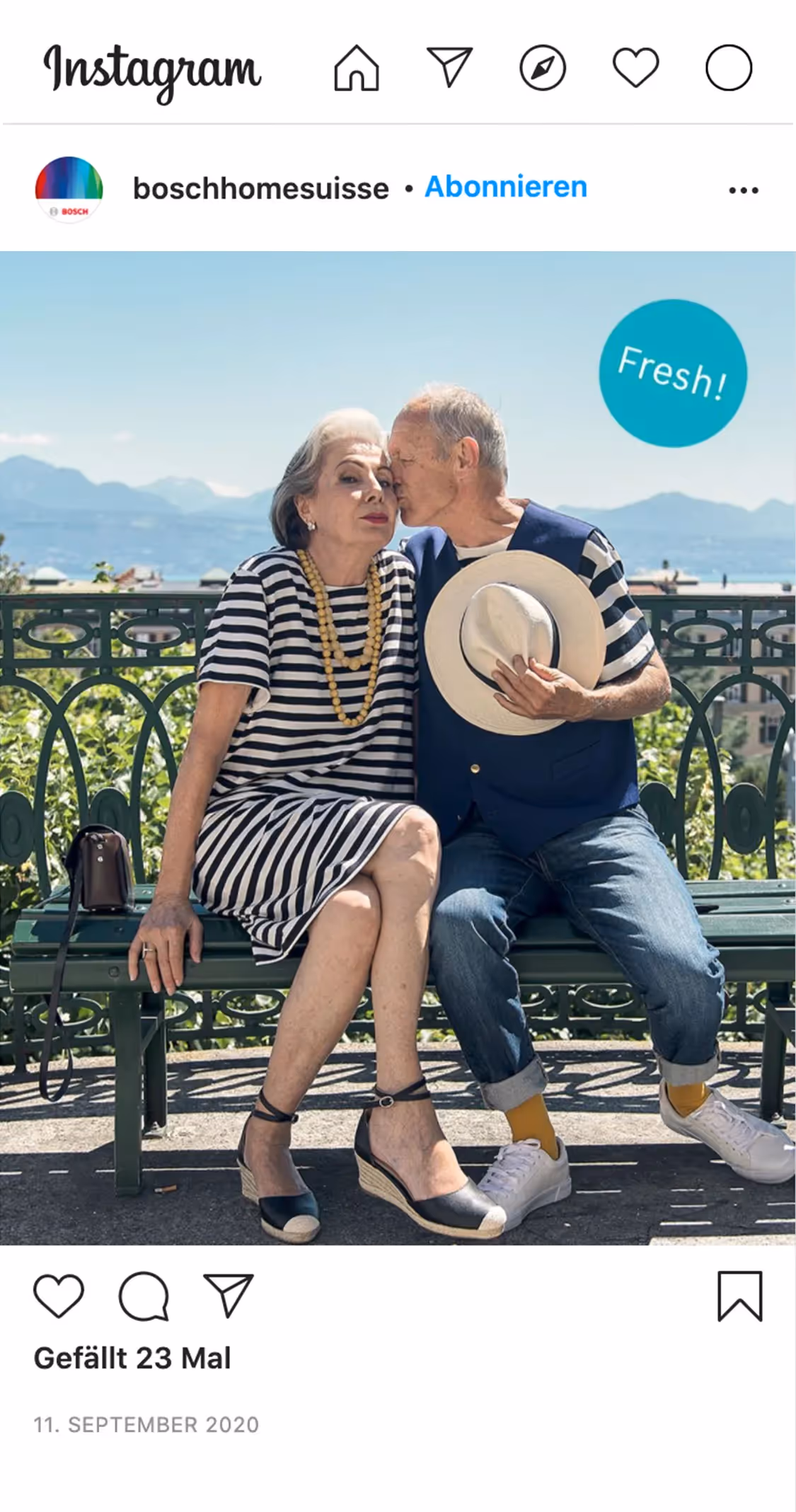 Bosch Social Media Post mit Mann und Frau welche sich küssen – Social Media Agentur