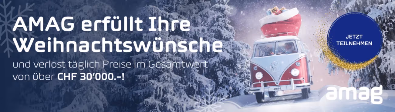 AMAG Banner mit Samichlaus VW Bus – Digital Marketing Agentur