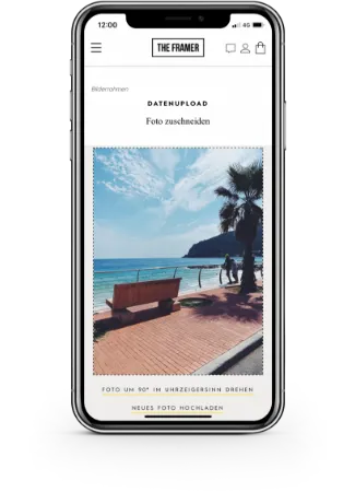Framer Mocup iPhone  Bild mit einer Bank vor dem Meer – Werbeagentur Zürich
