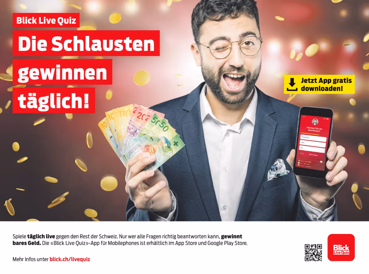 Blick Banner, Mann mit Handy und Geld in der Hand – Werbeagentur Zürich