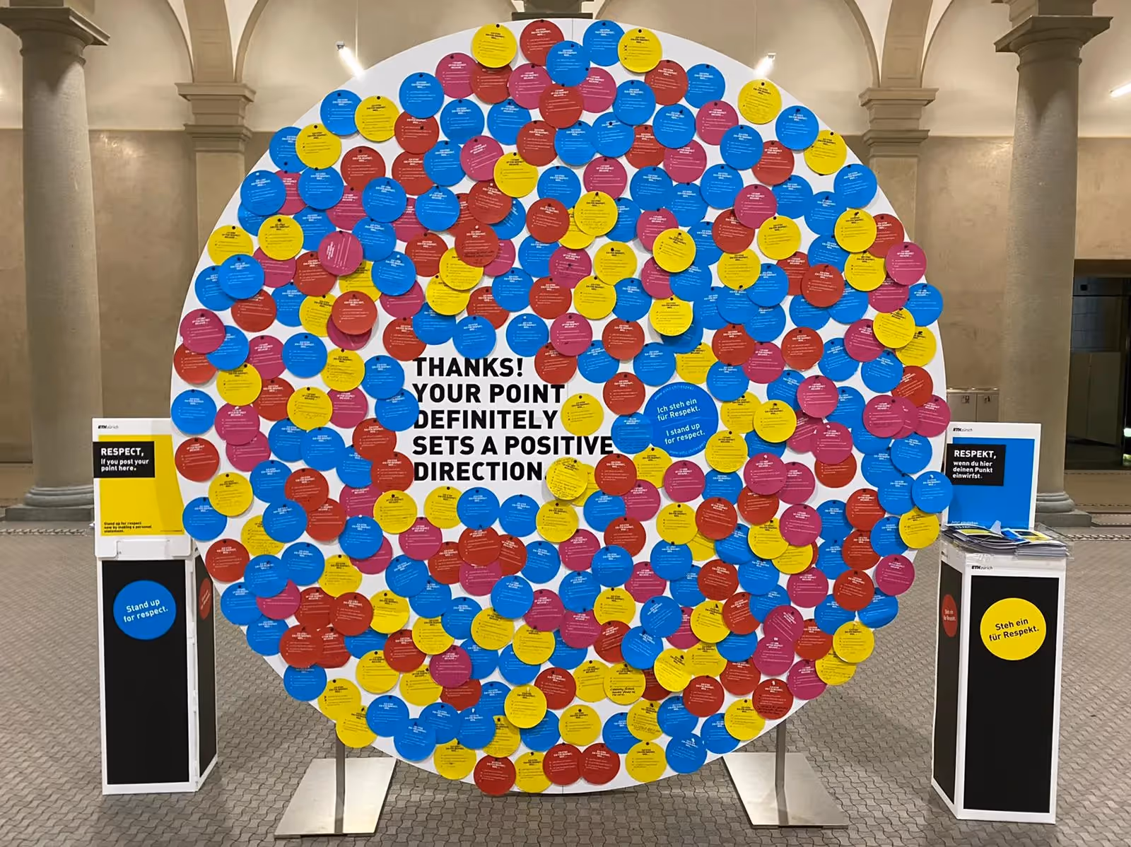 ETH PostIT Wand gelb pink blau – Kreativagentur Zürich