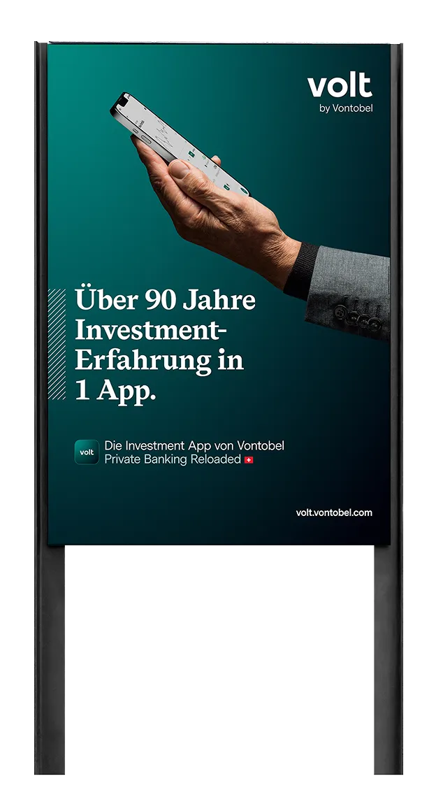 OOH Kampagne VOLT, Hand mit Handy – Werbeagentur Zürich