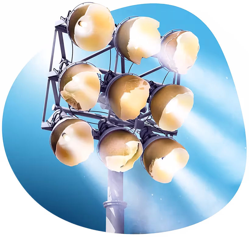 Scheinwerfer mit blauem Hintergrund – Marketing Agentur