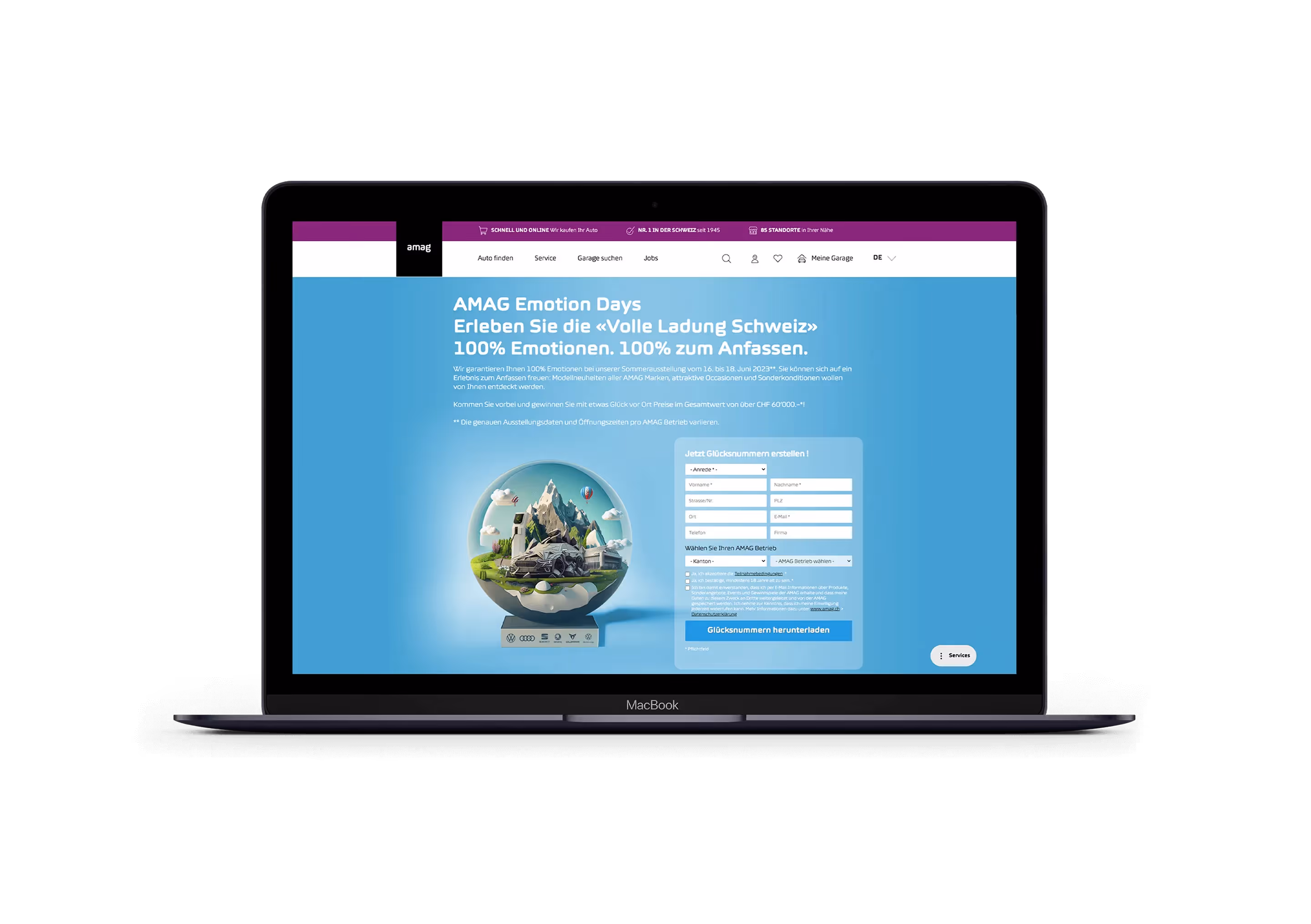 AMAG Emotiondays Landingpage mit KI – Werbeagentur Zürich