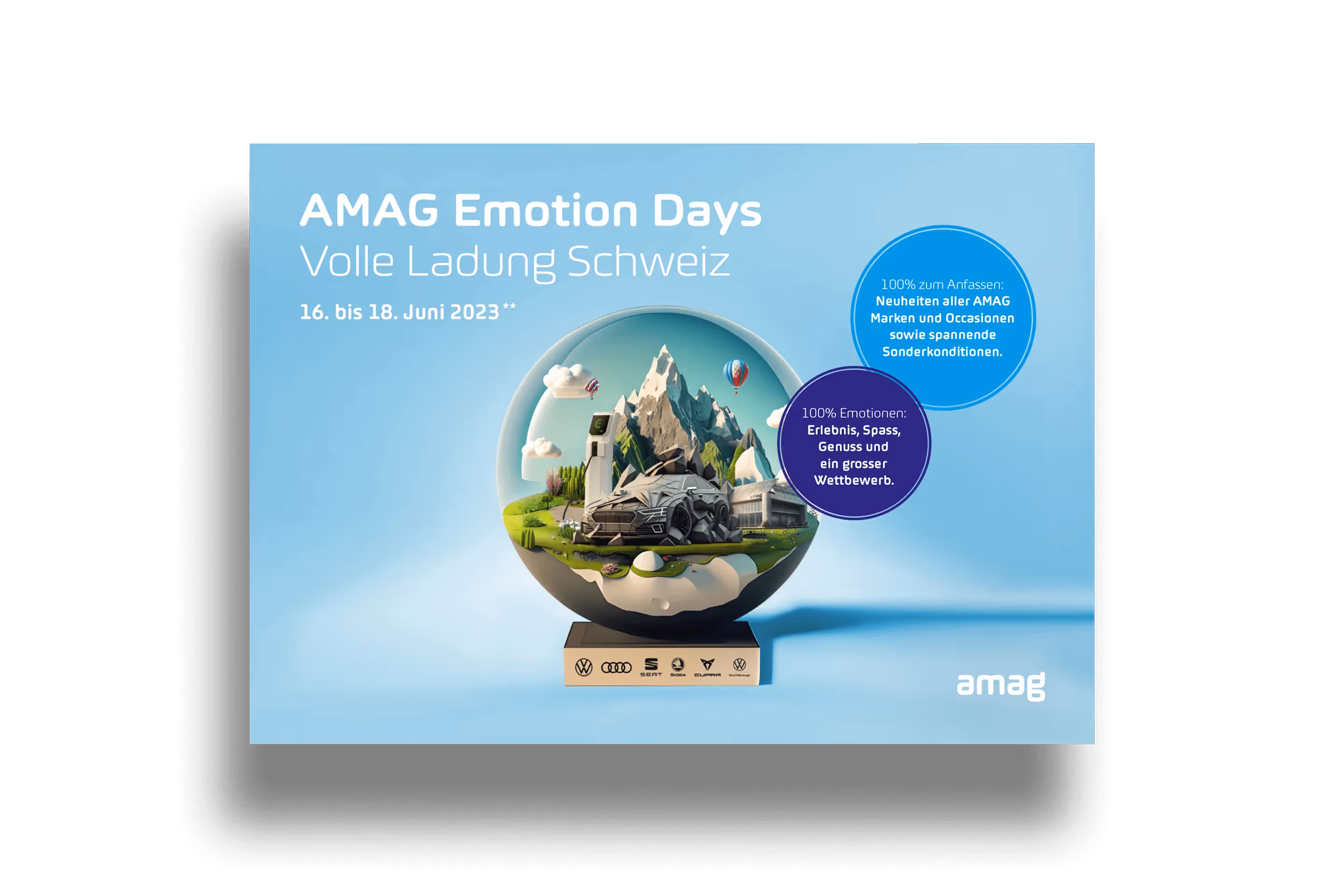 AMAG Forest Poster, Schweiz in einer Glaskugel mit KI gemacht – Werbeagentur Zürich