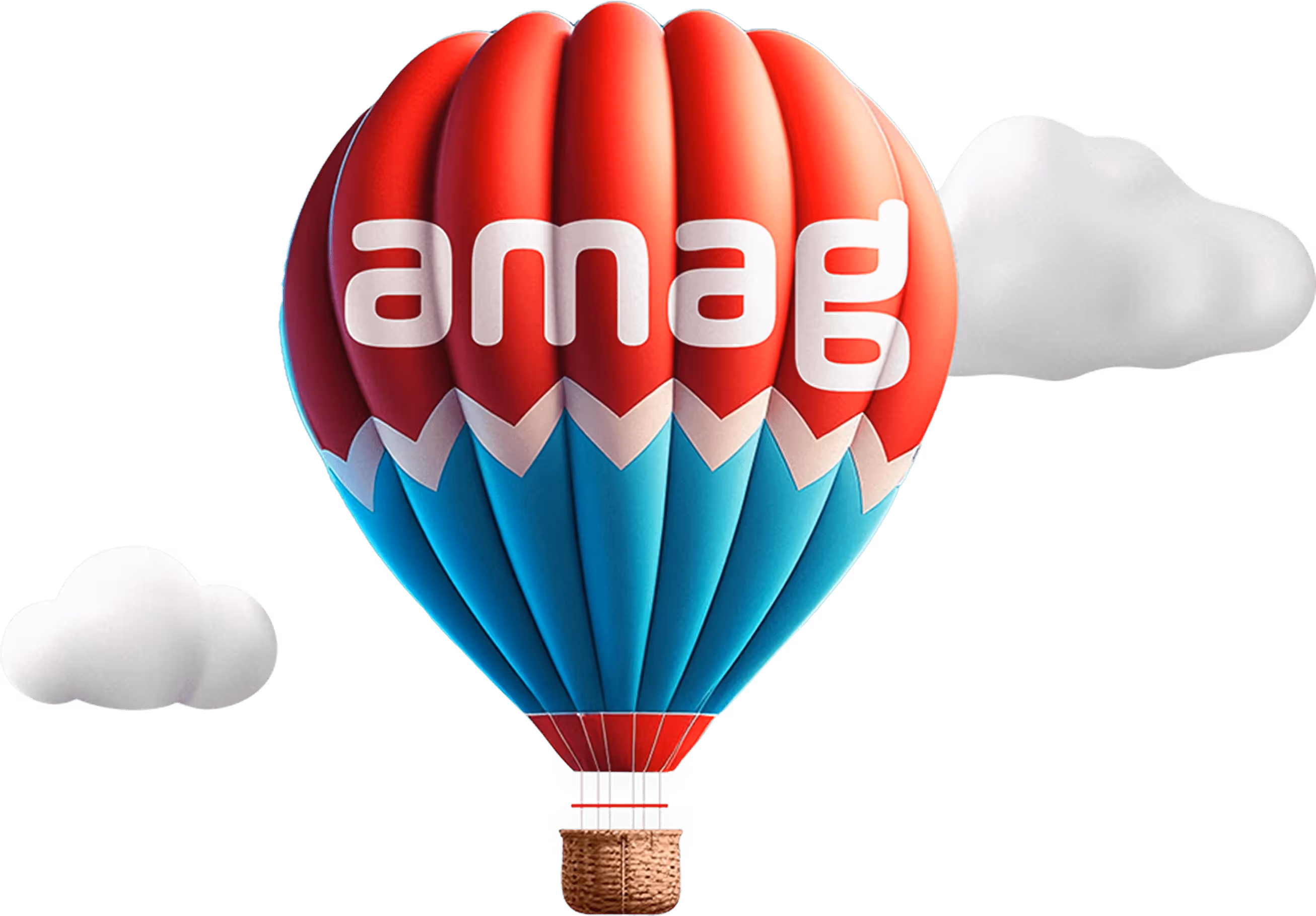 AMAG Luftballon in rot und blau – KI Werbeagentur Zürich