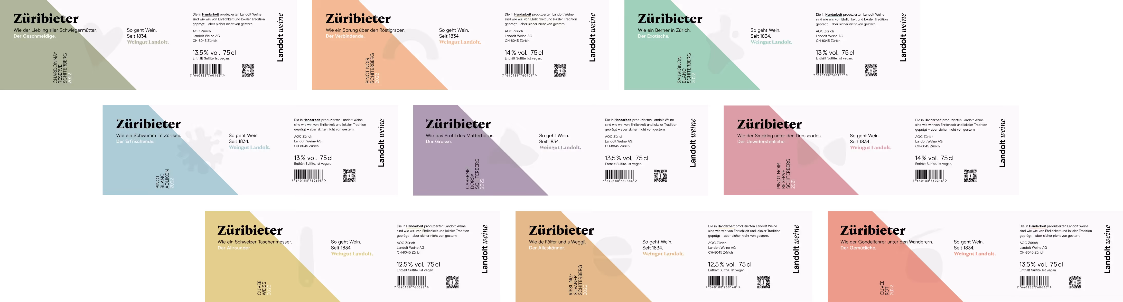 Landolt Weine Packaging design 9 Varianten – Branding Agentur