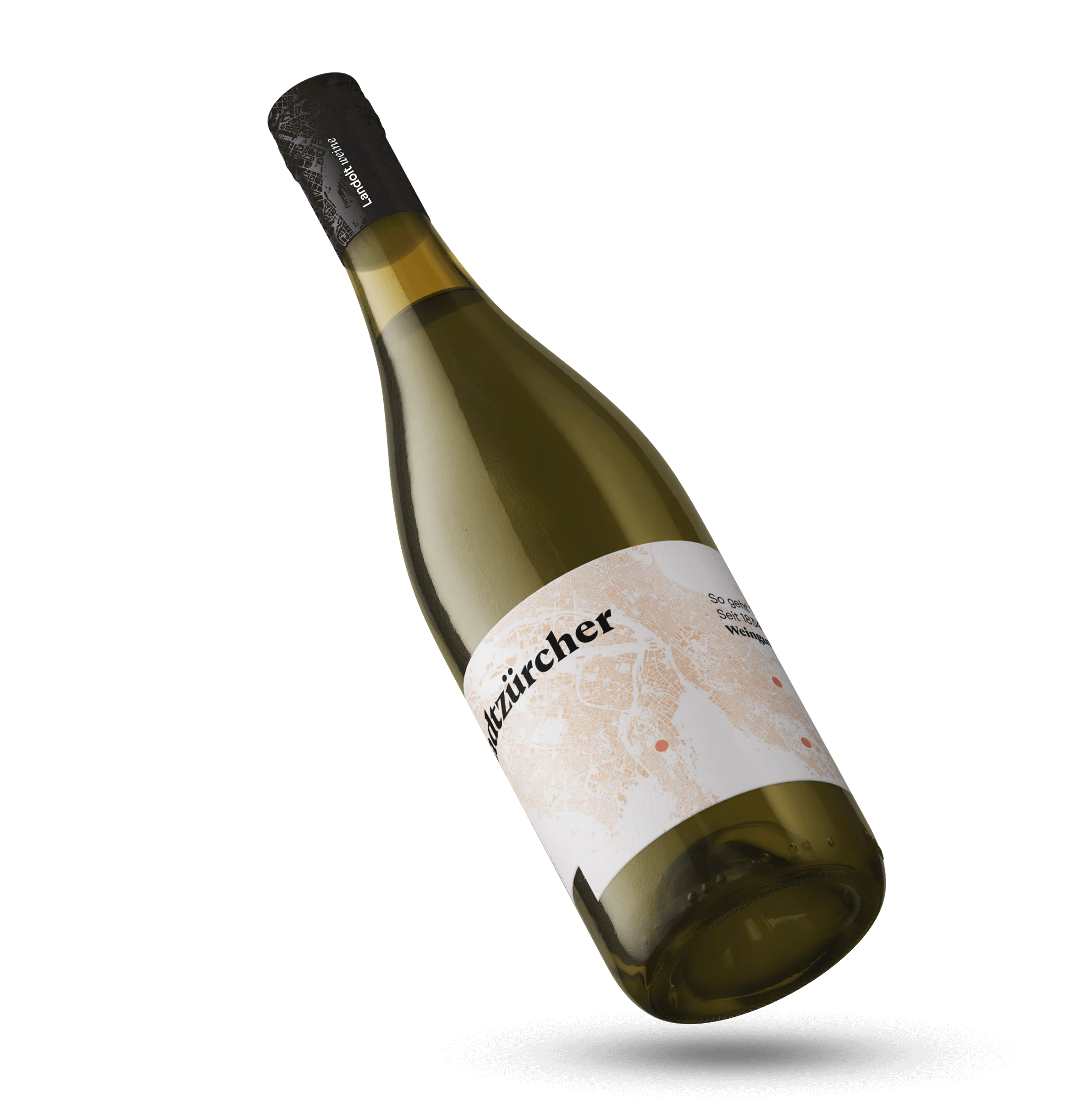 Landolt Weiss-Weinflasche mit Zürich Karte – Packaging Design Agentur