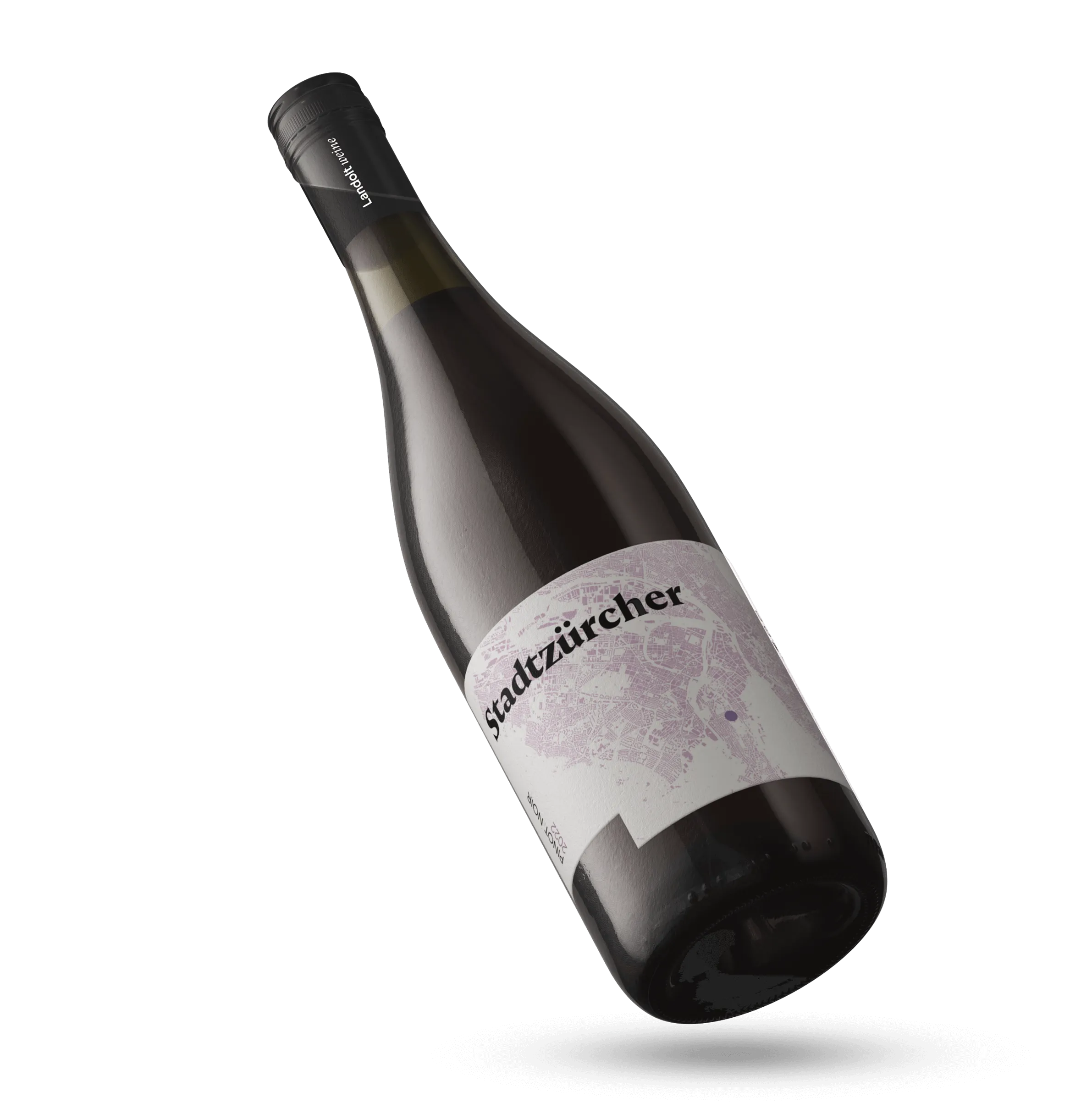 Landolt Weinflasche mit Zürich Karte – Packaging Design Agentur