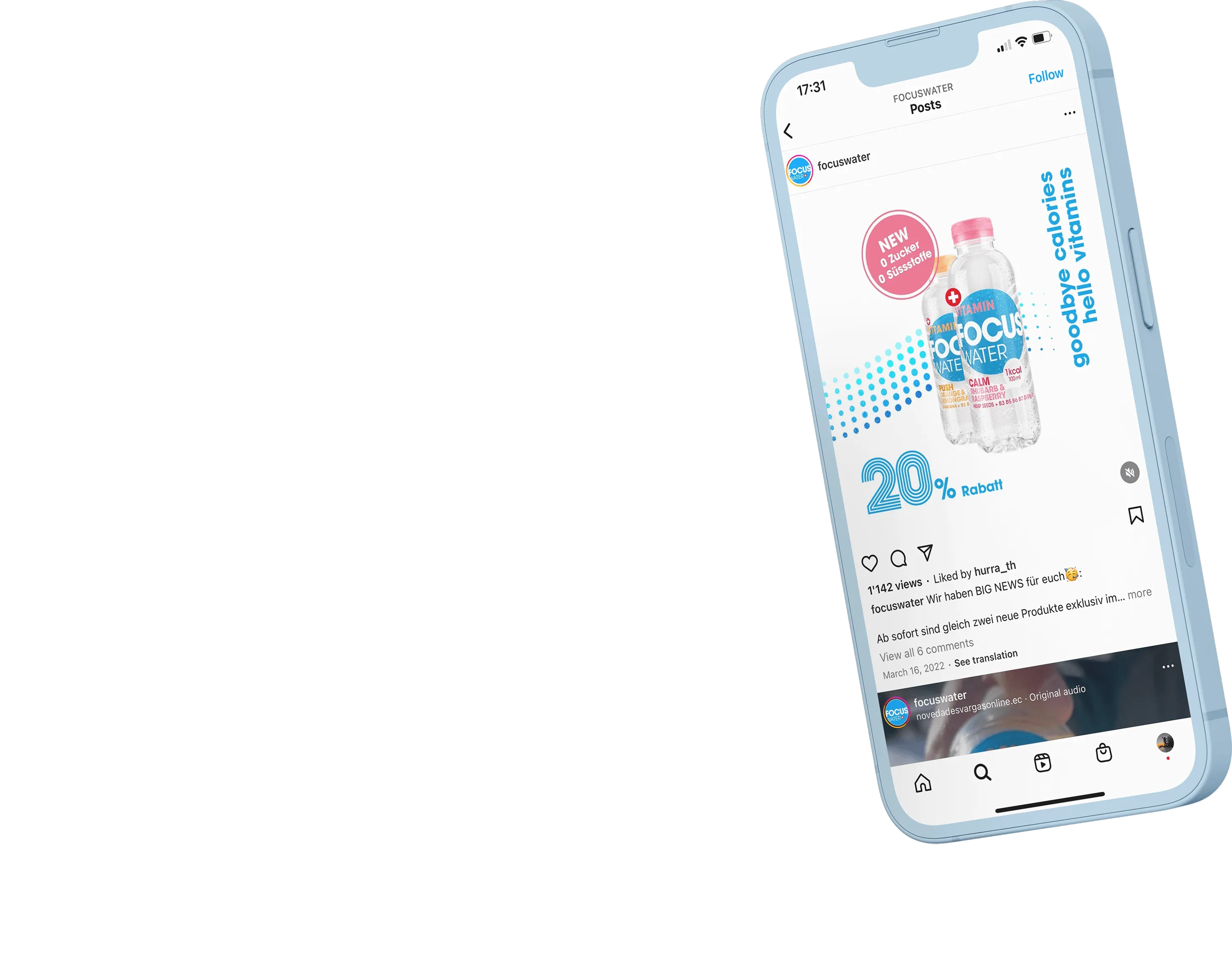 Focuswater Social Media Mockup in iPhone – Social Media Agentur