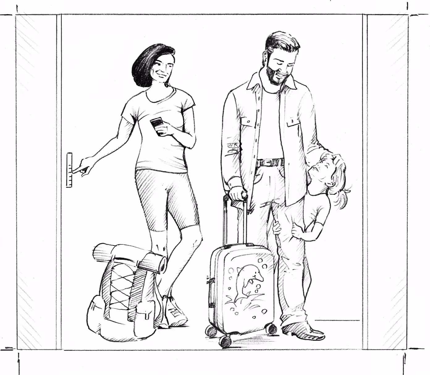 Schindler Illustration Menschen in einem Lift – Werbeagentur Zürich 03
