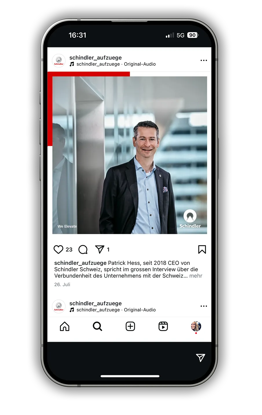 Schindler Mockup Handy Social Media – Werbeagentur Zürich 03