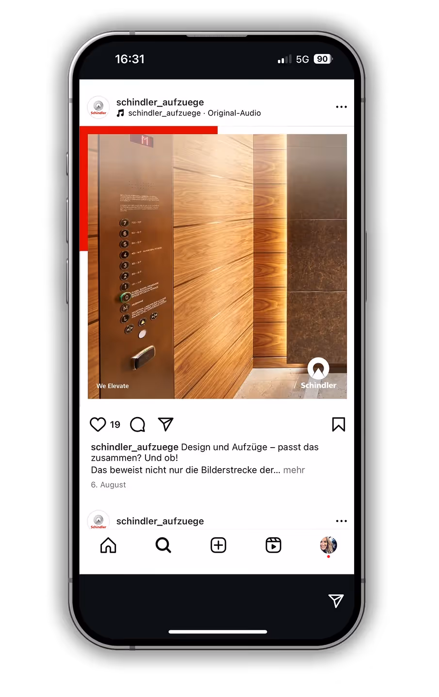 Schindler Mockup Handy Social Media – Werbeagentur Zürich 02