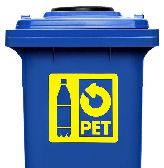 PEt-Sammelbehälter in blau – Werbeagentur Zürich