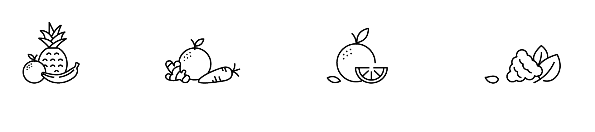 Illustration Gemüse schwarz, Migrolino – Branding Agentur