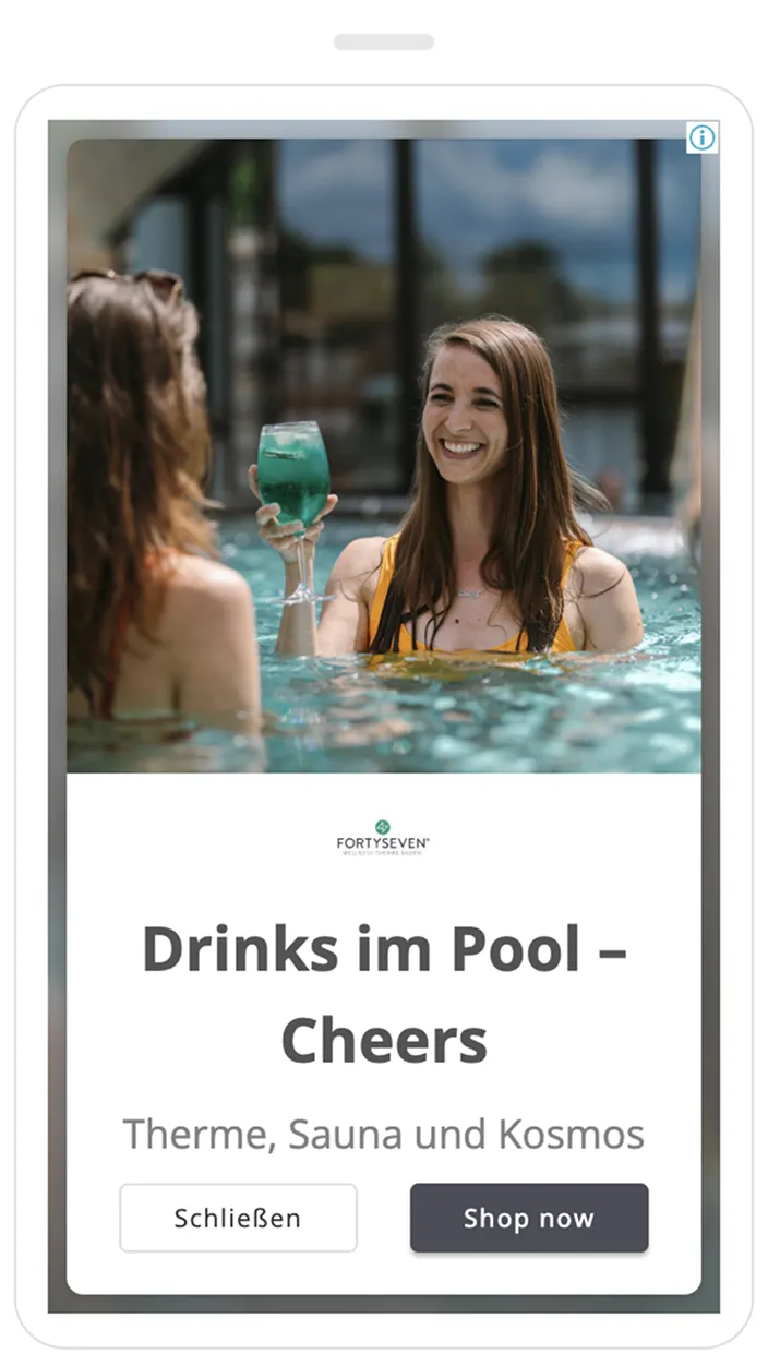 Mobile Google Display Anzeige von FORTYSEVEN für Wellness & Spa-Erlebnis im Thermalbad