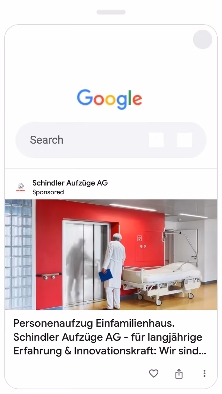 Responsive Google Display Ad von Schindler für innovative Aufzugssysteme