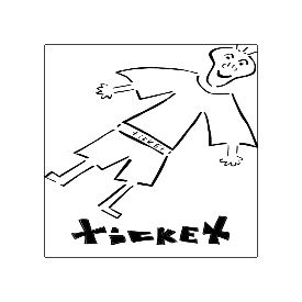 A black and white drawing of a person holding a knife.