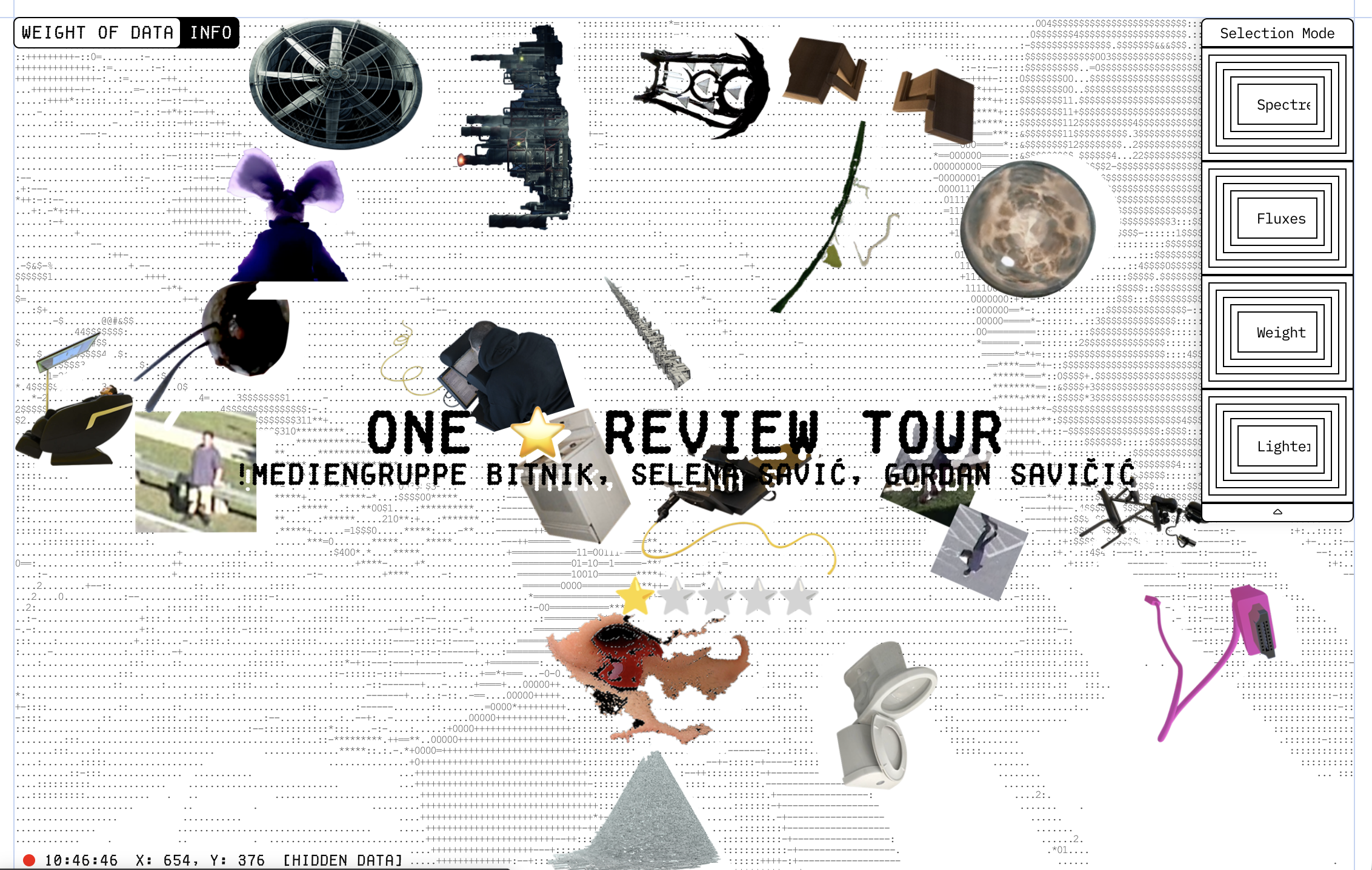 Weight of Data, co-curated with Lívia Nolasco-Rózsás, a We=Link project by Chronus Art Center, featured in the 7th Lisbon Architecture Triennale, How Heavy is a City?