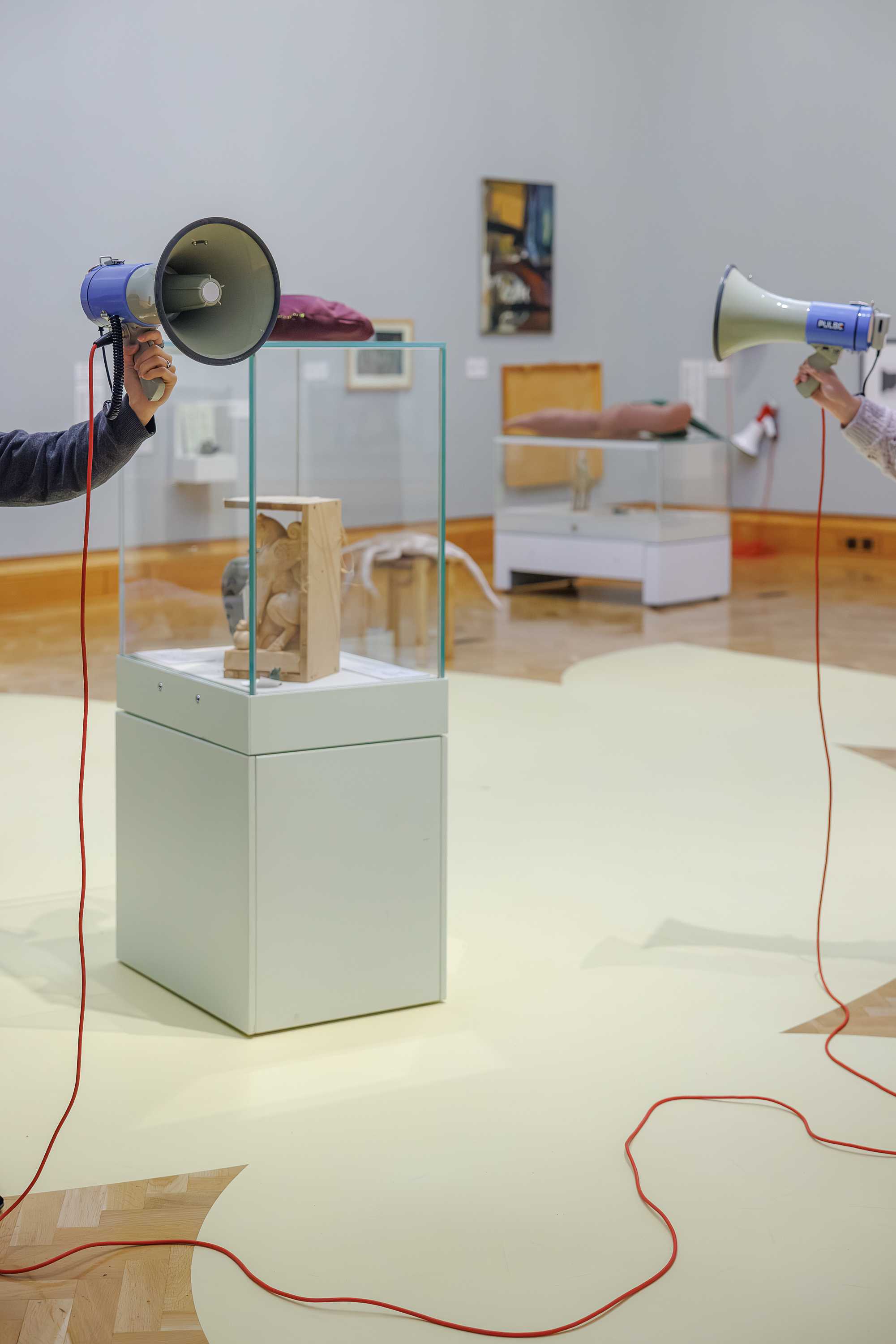 Rubie and Sophie Mak-Schram, ‘Exchange Tool’ (2025), installation view, ‘To Shift a Stone’ (Amgueddfa Cymru, 2025–2026). Photograph by Dan Weill.