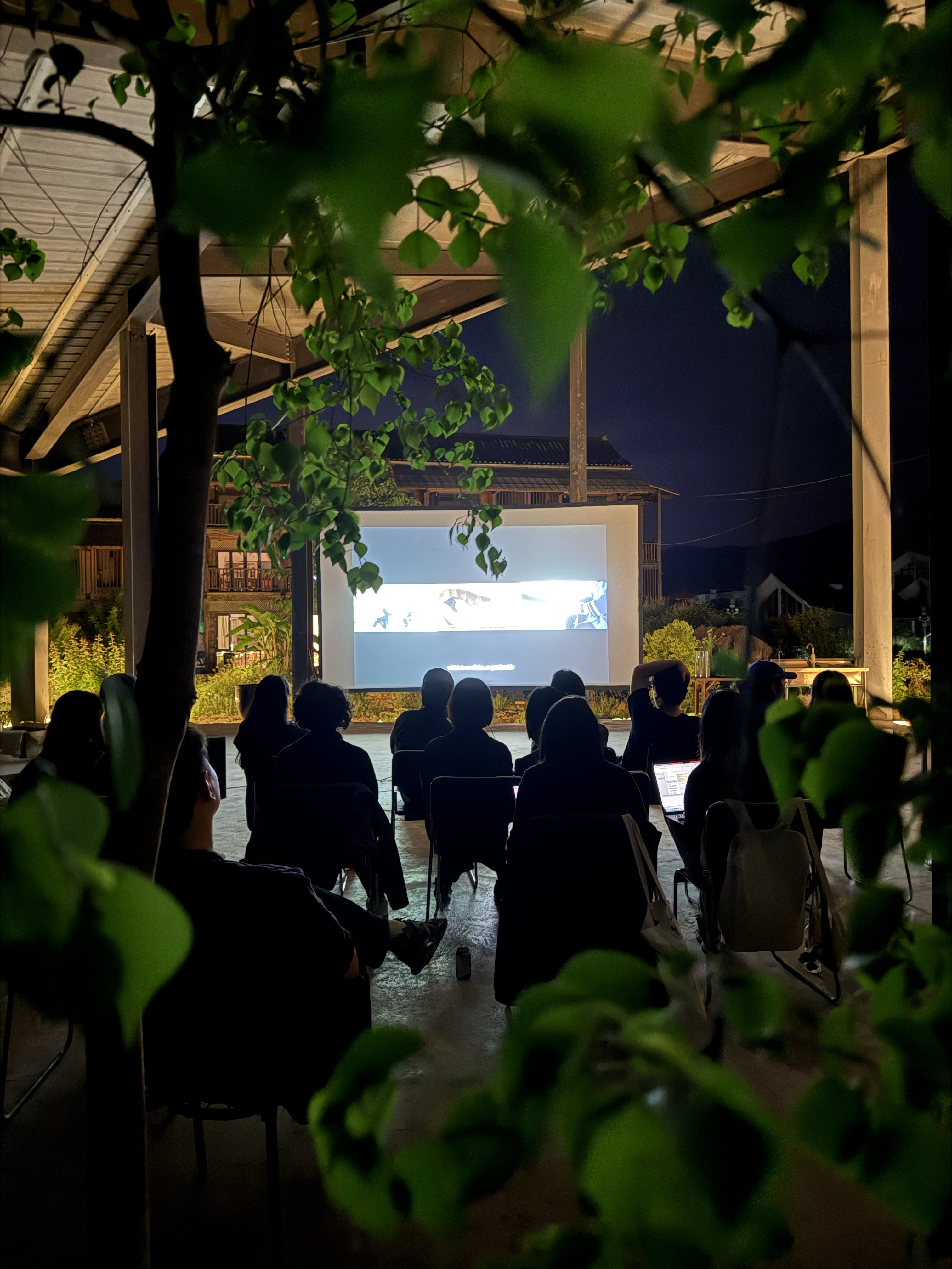Outdoor screening at Baopu·FELT’s partner venue in a Miao village (苗寨) in Shidong (施洞), as part of Language in Action (语言行动): A Peer Learning Retreat, 2026. Courtesy of Baopu·FELT. 