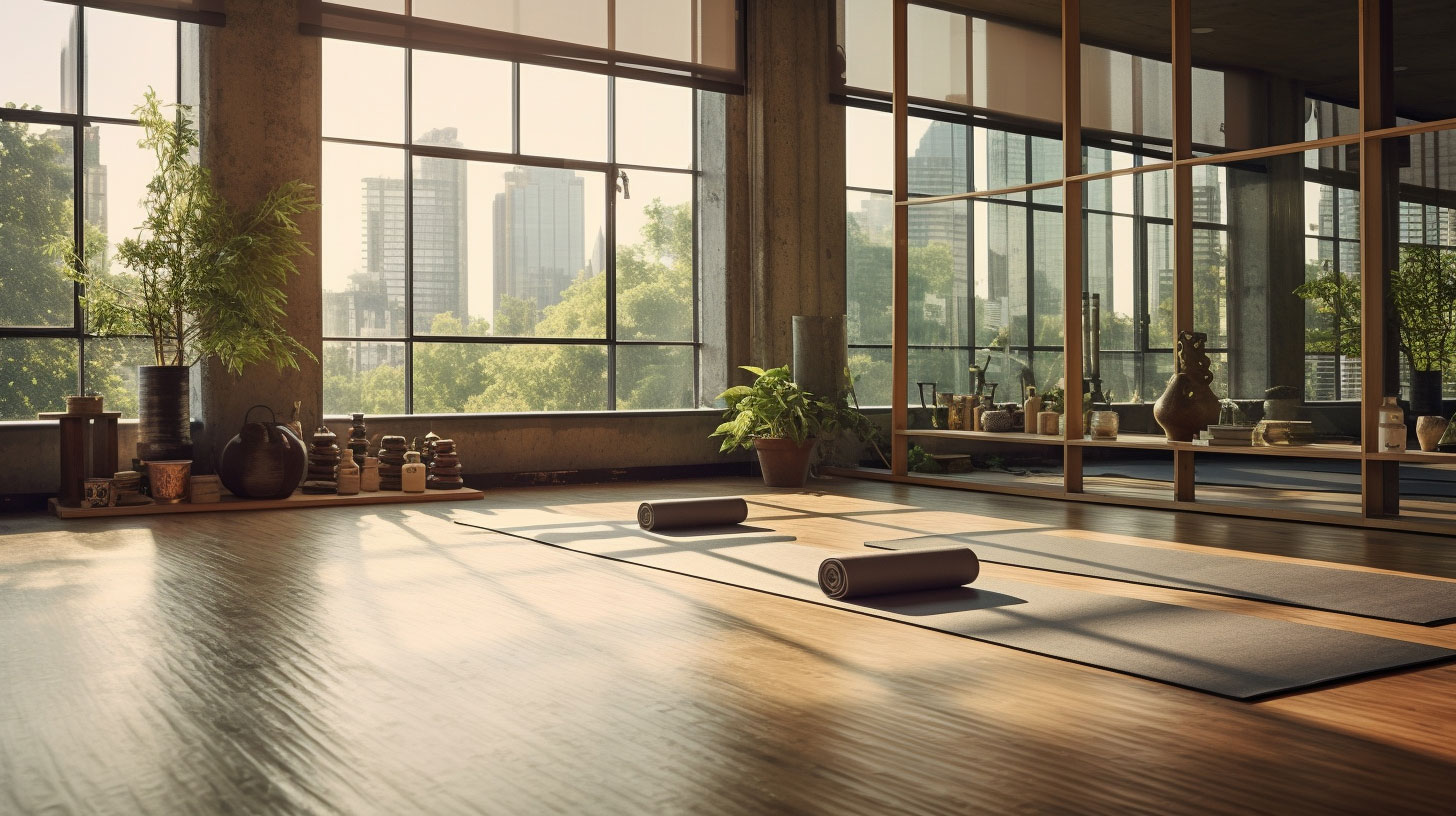 A yoga classroom