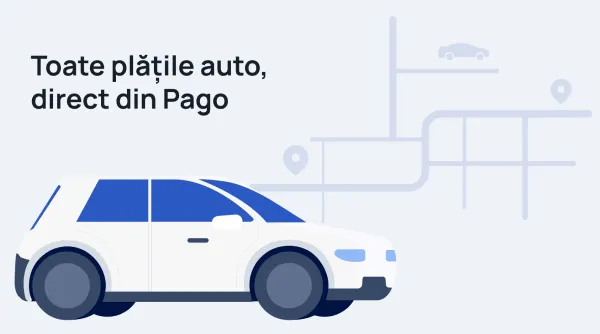 Ilustrație cu o mașină pentru articolul de blog „Toate plățile pentru mașina ta direct din Pago!”