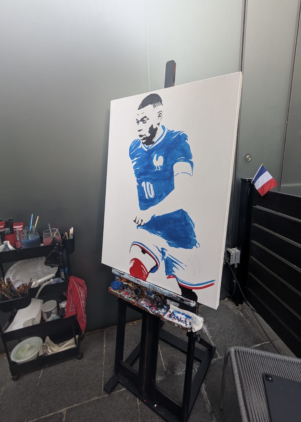 The finished Mbappé canvas