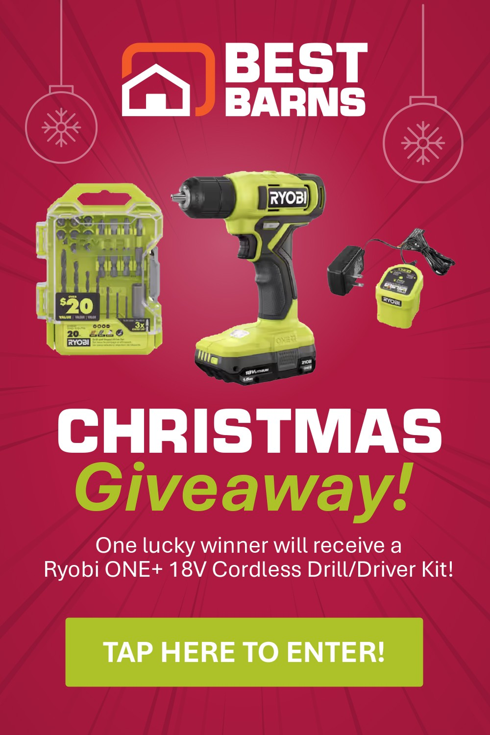 Best Barns Christmas Giveaway, tap to enter