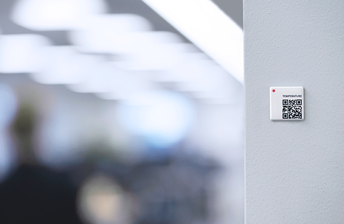 Wireless Temperature Sensor on wall in main office area