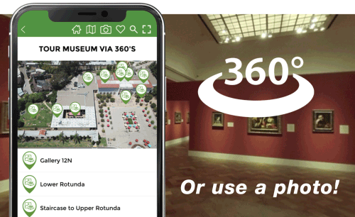 Animated example of a museum pairing a social media post with the same featured item appearing as a Highlight on its Virtual Tour launch page.