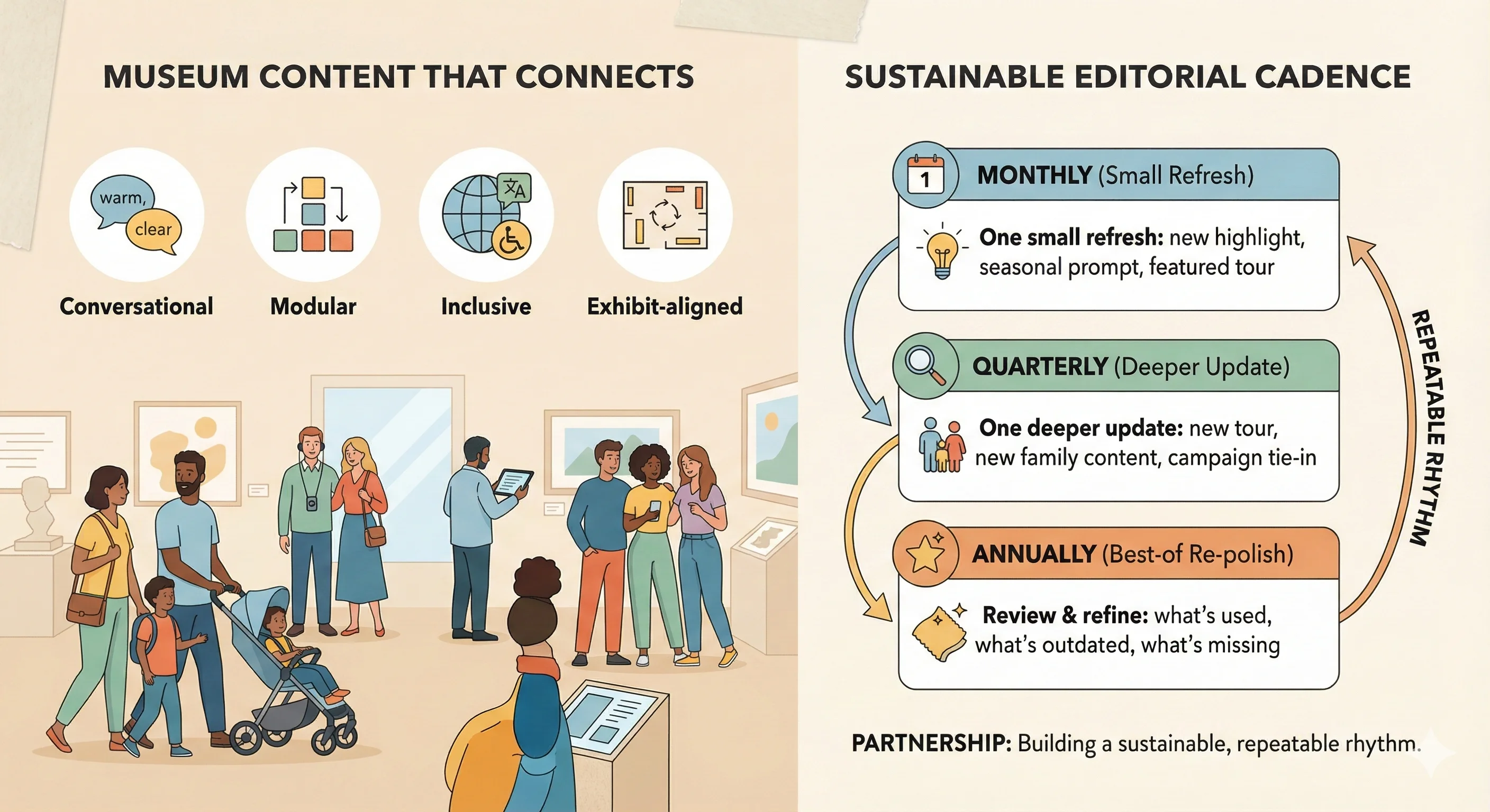 diagram of how guru experience works with museums to create content that connects