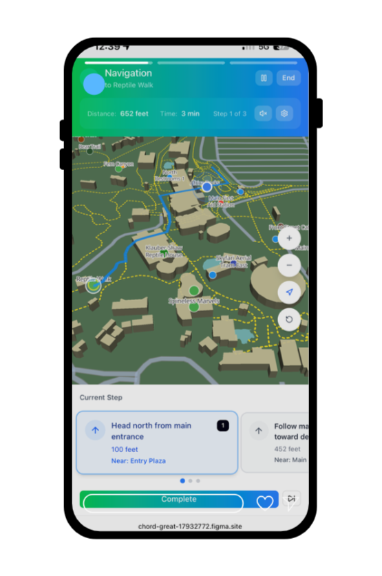 Guru zoo app screen showing the AI docent, which can be styled as the zoo's own mascot to guide visitors.