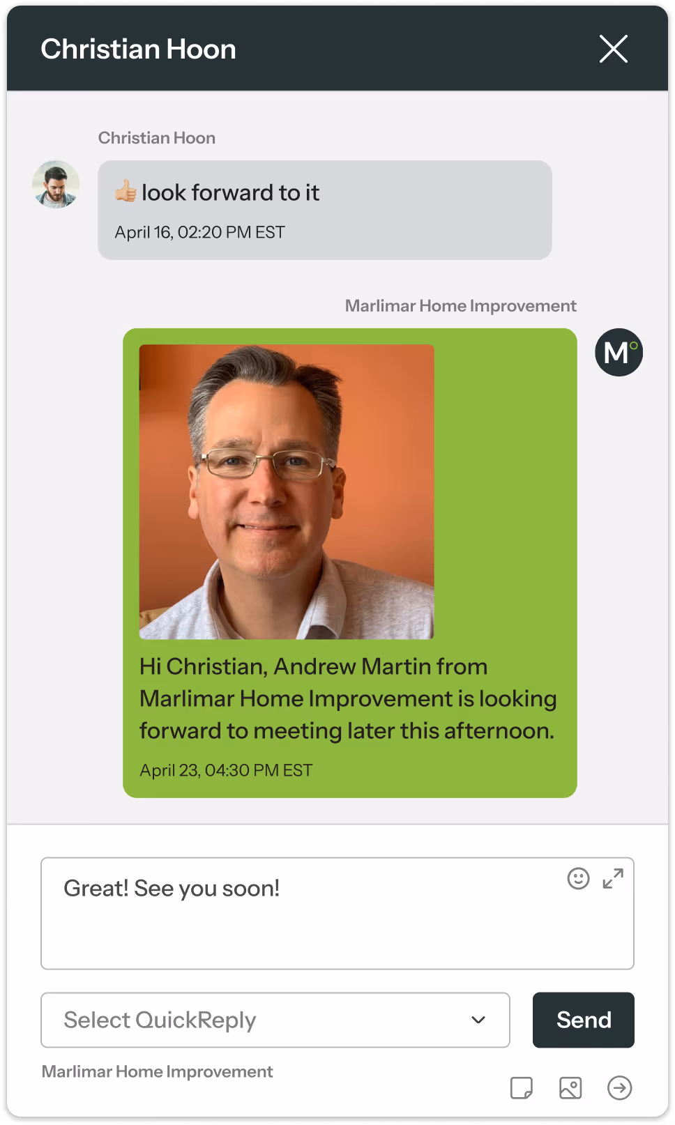 Mockup of Marlimar Veloce and two main features: Landline Texting and Attaching various types of documents to messages.