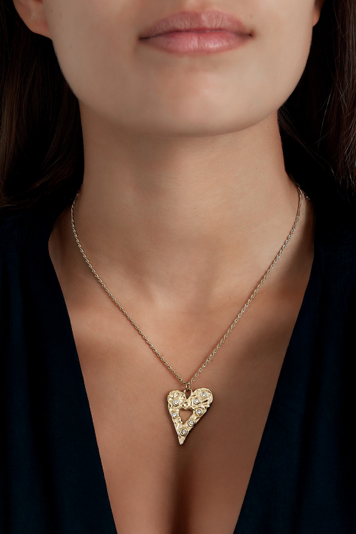 Sparkling heart necklace: stainless steel