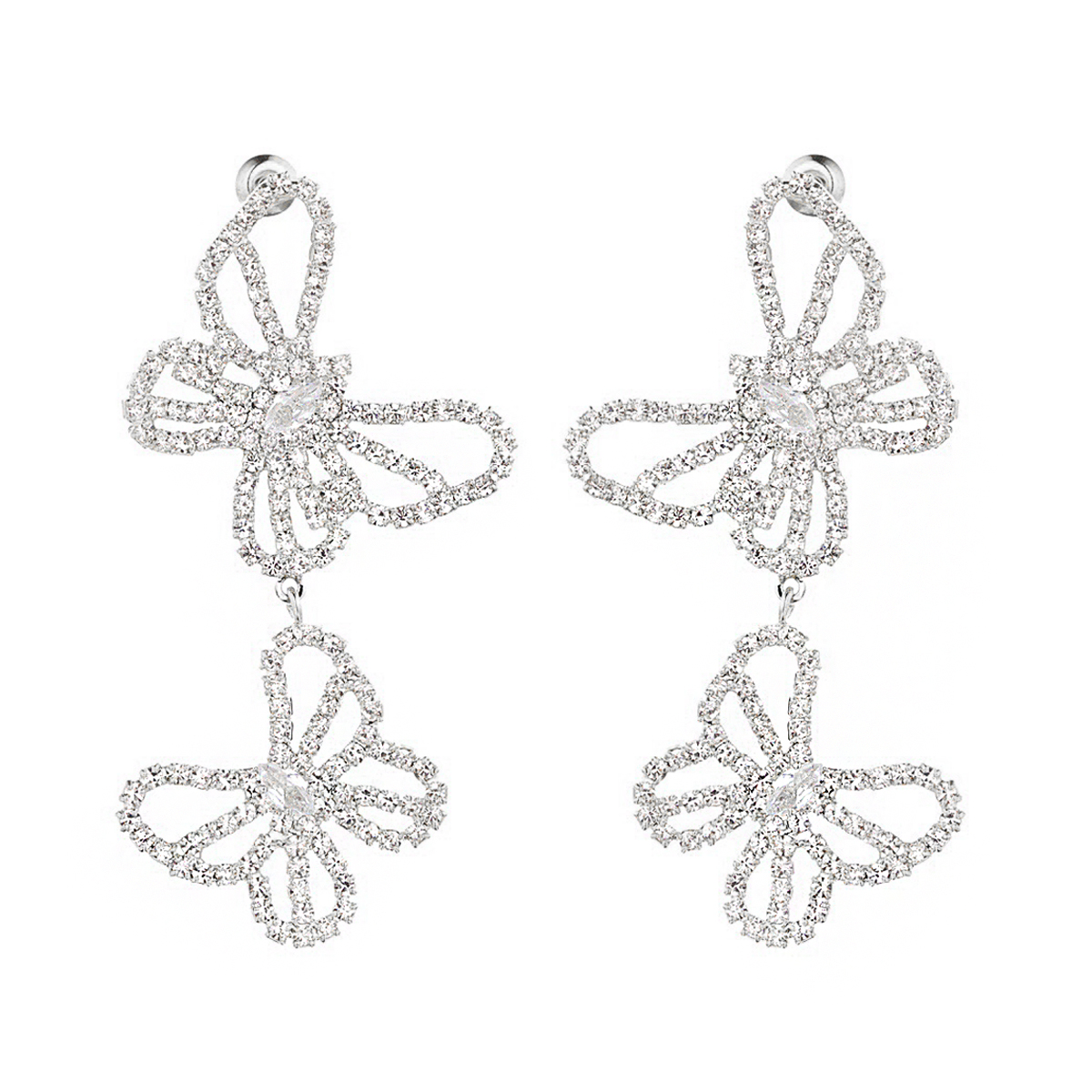 Butterfly drop earrings earrings: copper and zirconia